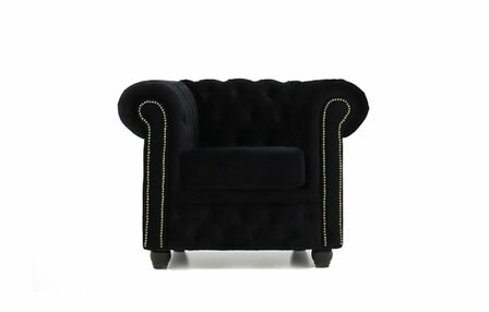 Chesterfield Fauteuil Original Fluweel | Zwart | 12 jaar garantie