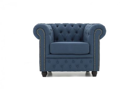 Chesterfield Fauteuil Original Stof | Pitch Blauw | 12 jaar garantie