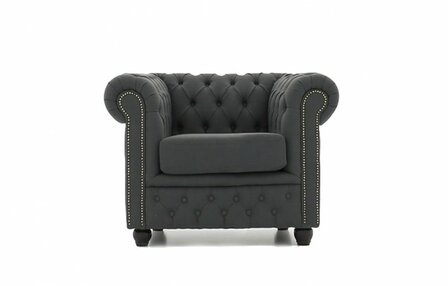 Chesterfield Fauteuil Original Stof | Pitch Donker Grijs | 12 jaar garantie