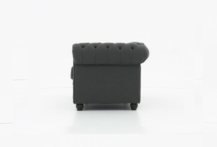 Chesterfield Fauteuil Original Stof | Pitch Donker Grijs | 12 jaar garantie