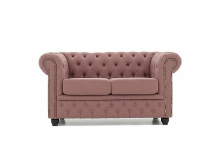 Chesterfield Bank Original Stof |2-zits |Pitch Oud Roze | 12 jaar garantie