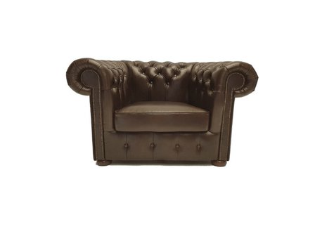 Chesterfield Fauteuil Class Leer | Cloudy Donker Bruin | 12 jaar garantie