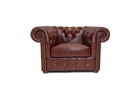 Chesterfield Fauteuil Class Leer | Cloudy Rood | 12 jaar garantie