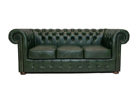 Chesterfield Bank Class Leer | 3-zits | Cloudy Groen | 12 jaar garantie