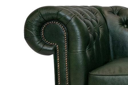 Chesterfield Bank Class Leer | 3-zits | Cloudy Groen | 12 jaar garantie