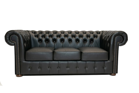 Chesterfield Bank Class Leer | 3-zits | Shiny Black | 12 jaar garantie