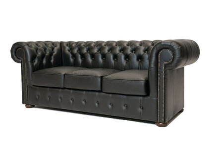 Chesterfield Bank Class Leer | 3-zits | Shiny Black | 12 jaar garantie