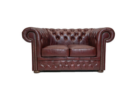 Chesterfield Bank  First Class Leer | 2-zits | Cloudy Rood| 12 jaar garantie