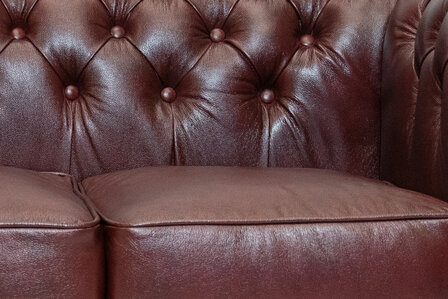 Chesterfield Bank  First Class Leer | 2-zits | Cloudy Rood| 12 jaar garantie
