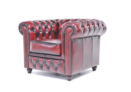 Chesterfield Original Leer Antiek Rood 1 + 1 + 3 zits