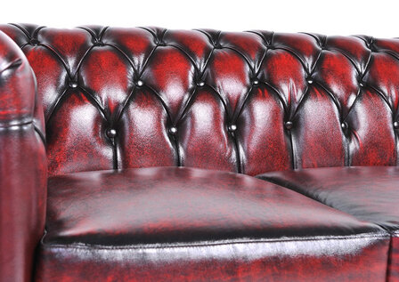 Chesterfield Original Leer Antiek Rood 1 + 1 + 3 zits