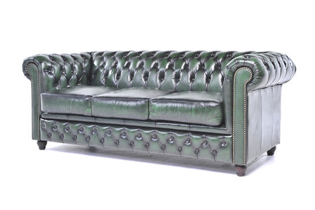 Chesterfield Original Antiek Groen 1 + 1 + 3 zits