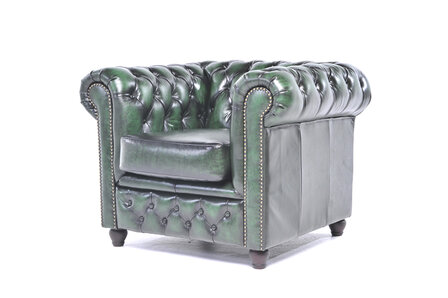 Chesterfield Original Antiek Groen 1 + 1 + 3 zits