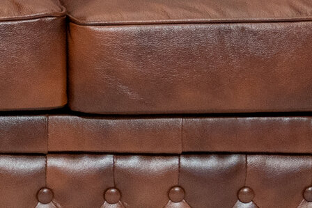 Chesterfield Bank  First Class Leer | 3-zits | Cloudy Oud Bruin| 12 jaar garantie