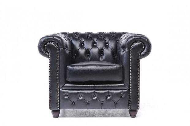 Chesterfield Fauteuil Original Leer | Zwart | 12 jaar garantie