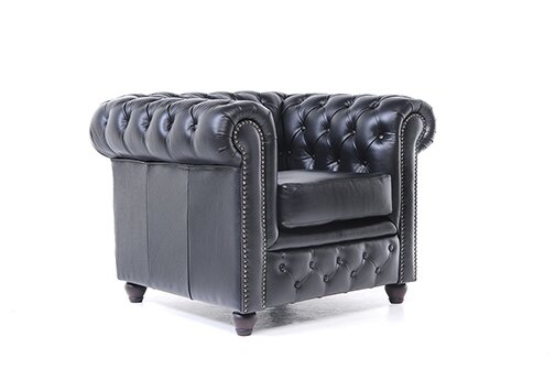 Chesterfield Fauteuil Original Leer | Zwart | 12 jaar garantie