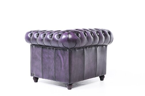 Chesterfield Fauteuil Original Leer | Antiek Paars | 12 jaar garantie