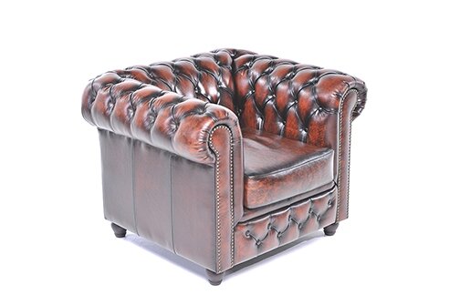 Chesterfield Fauteuil Original Leer | Antiek Bruin | 12 jaar garantie