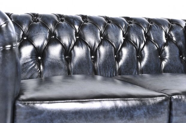 Chesterfield Fauteuil Original Leer | Antiek Blauw | 12 jaar garantie