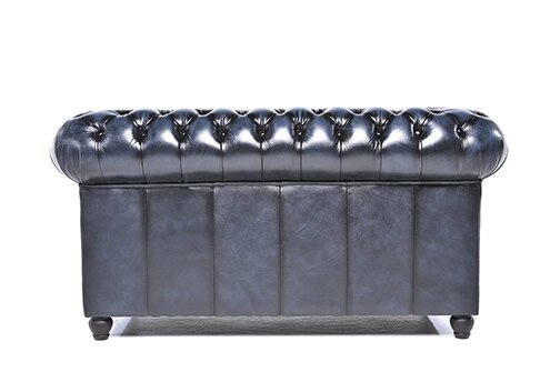 Chesterfield Bank Original Leer | 2-zits | Antiek Blauw | 12 jaar garantie