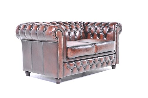 Chesterfield Bank Original Leer | 2-zits | Antiek Bruin | 12 jaar garantie