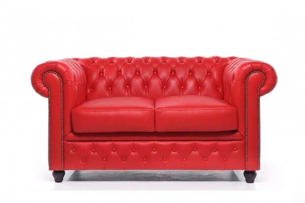 Chesterfield Bank Original Leer | 2-zits | Rood | 12 jaar garantie