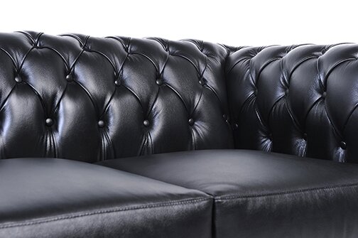 Chesterfield Bank Original Leer | 2-zits | Zwart | 12 jaar garantie