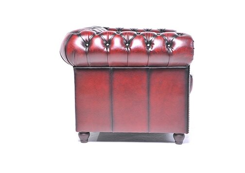 Chesterfield Bank Original Leer | 5-zits | Antiek Rood | 12 jaar garantie