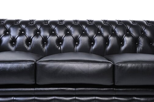 Chesterfield Bank Original Leer | 5-zits | Zwart | 12 jaar garantie