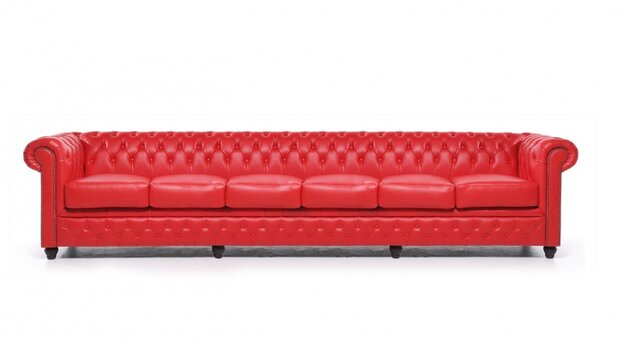 Chesterfield Bank Original Leer | 6-zits | Rood | 12 jaar garantie