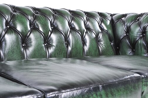 Chesterfield Bank Original Leer | 5-zits | Antiek Groen | 12 jaar garantie