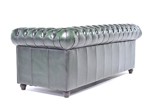 Chesterfield Bank Original Leer | 3-zits | Antiek Groen | 12 jaar garantie