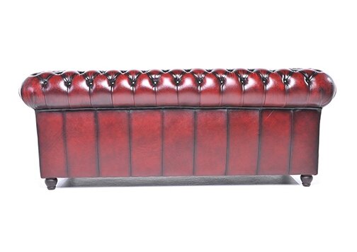 Chesterfield Bank Original Leer | 3-zits | Antiek Rood | 12 jaar garantie