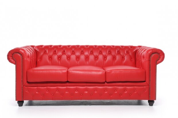 Chesterfield Bank Original Leer | 3-zits | Rood | 12 jaar garantie