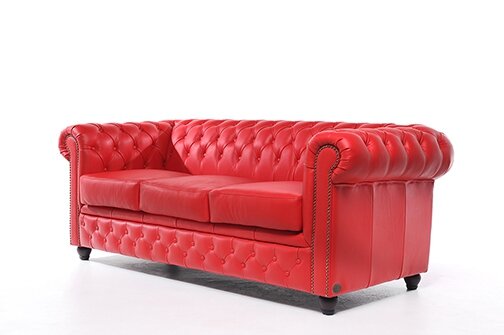 Chesterfield Bank Original Leer | 3-zits | Rood | 12 jaar garantie