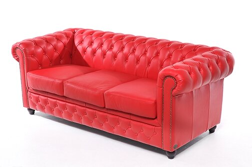 Chesterfield Bank Original Leer | 3-zits | Rood | 12 jaar garantie