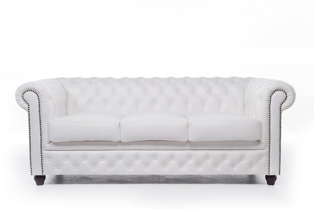 Chesterfield Bank Original Leer | 3-zits | Wit | 12 jaar garantie