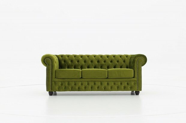 Chesterfield Bank Original Fluweel | 3-zits | Groen | 12 jaar garantie
