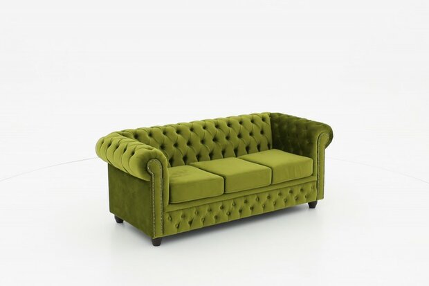 Chesterfield Bank Original Fluweel | 3-zits | Groen | 12 jaar garantie