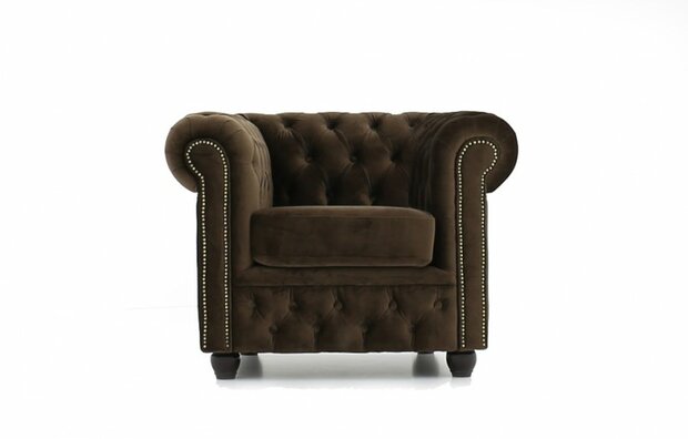 Chesterfield Fauteuil Original Fluweel | Bruin | 12 jaar garantie