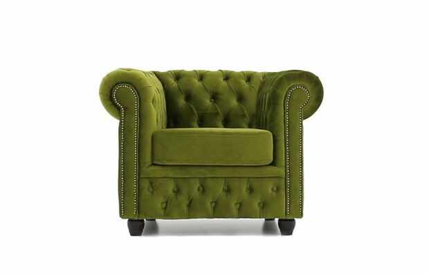 Chesterfield Fauteuil Original Fluweel | Groen | 12 jaar garantie