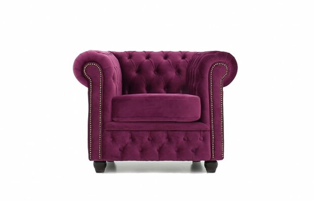 Chesterfield Fauteuil Original Fluweel | Paars | 12 jaar garantie