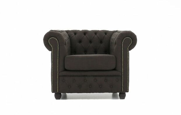 Chesterfield Fauteuil Original Stof | Pitch Bruin | 12 jaar garantie