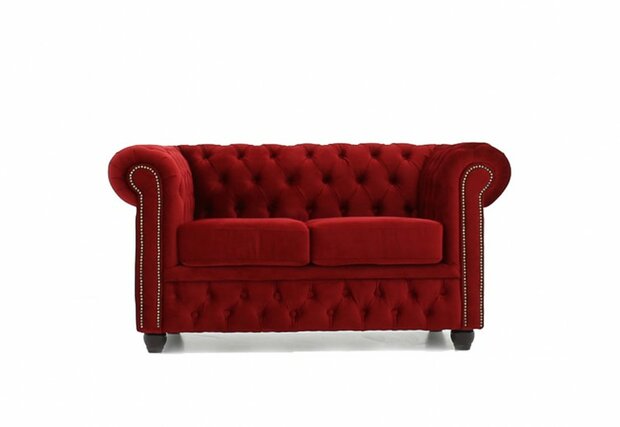 Chesterfield Bank Original Fluweel | 2-zits | Rood | 12 jaar garantie