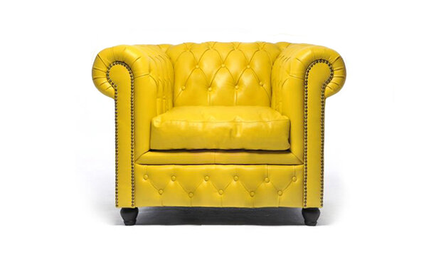 Chesterfield Fauteuil Original Leer | Geel | 12 jaar garantie