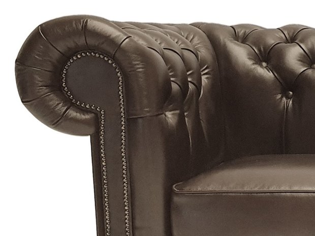 Chesterfield Fauteuil Class Leer | Cloudy Donker Bruin | 12 jaar garantie