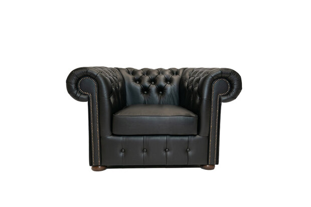 Chesterfield Fauteuil Class Leer | Shiny Zwart| 12 jaar garantie