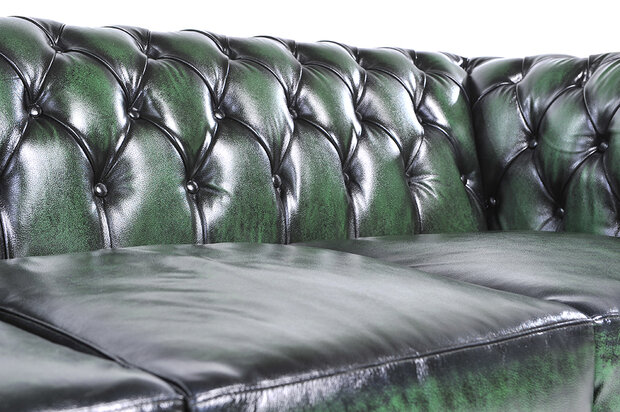 Chesterfield Original Antiek Groen 1 + 1 + 3 zits