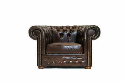 Chesterfield Fauteuil First Class Leer | Cloudy Donker Bruin  | 12 jaar Garantie