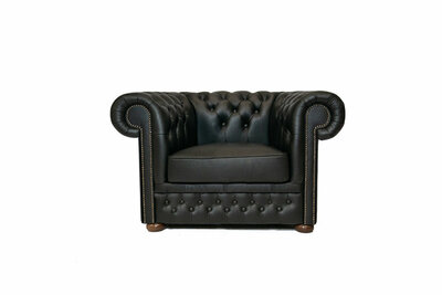 Chesterfield Fauteuil First Class Leer | Shiny Zwart | 12 jaar Garantie